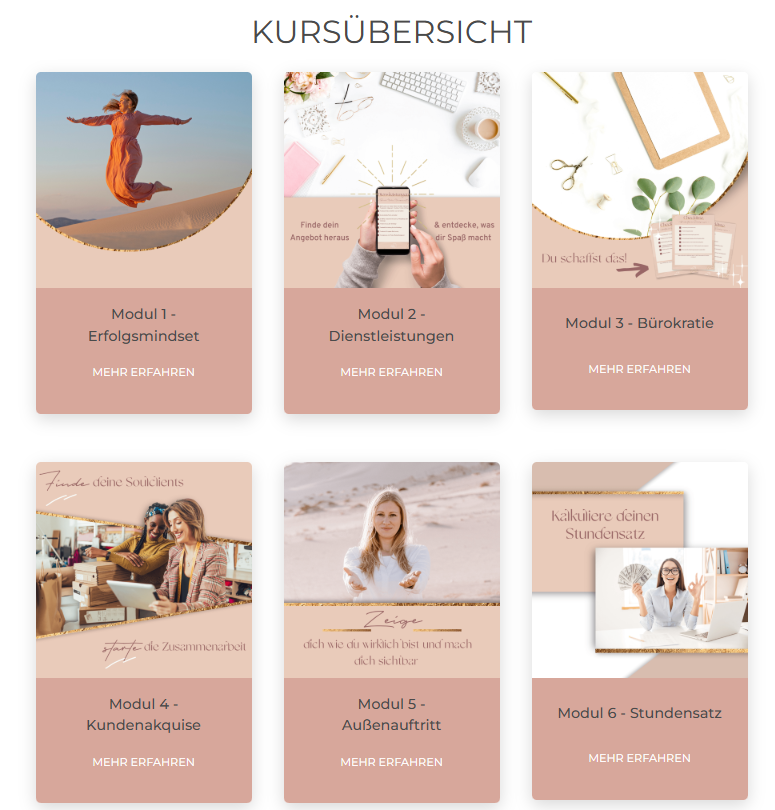 VA Durchstarter Kurs Modulübersicht